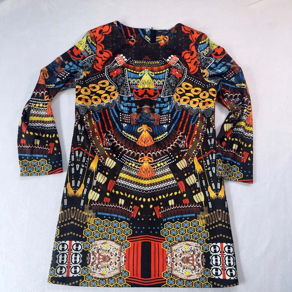 Ezpopsy Long Sleeve Mini Dress with Abstract Cultural Graphic Print